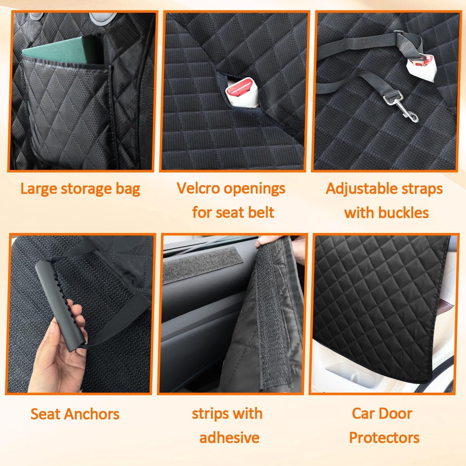 Dog Car Seat Cover for Back Seat Extender for Dogs,Hard Bottom Car Seat Cover for Dogs with Car Door Protectors, Waterproof and Scratch-Resistant Seat Covers for Cars Suv&Truck