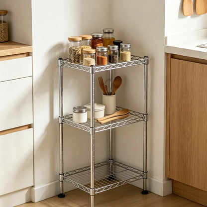 3Tier Wire Shelving Rack Metal Storage Shelf Unit for Laundry Bathroom Kitchen Pantry Closet