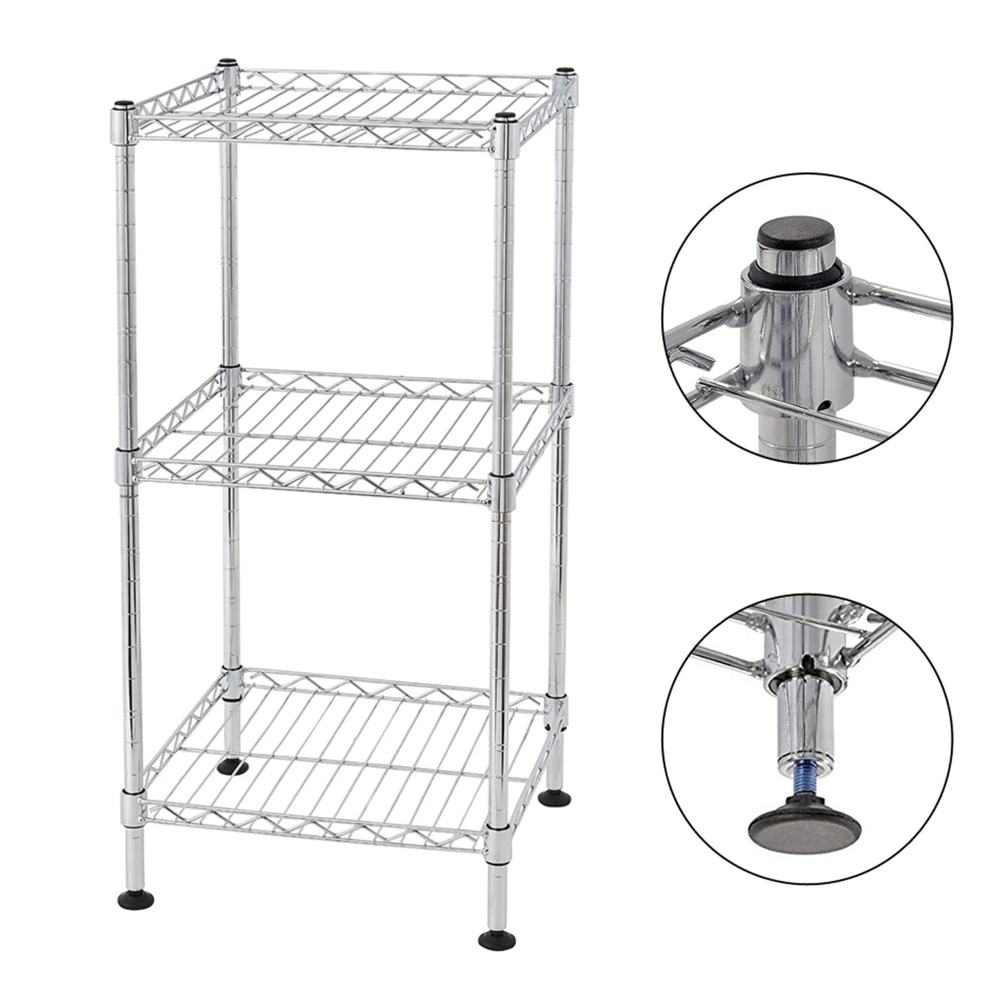 3Tier Wire Shelving Rack Metal Storage Shelf Unit for Laundry Bathroom Kitchen Pantry Closet