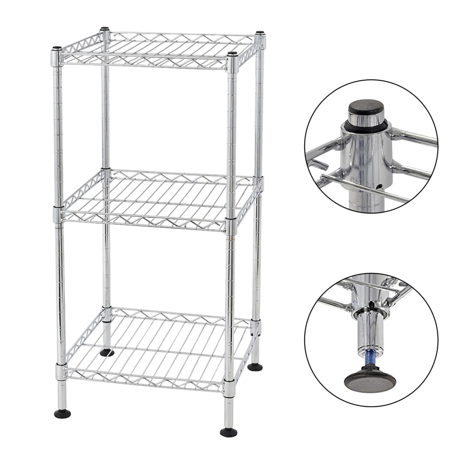 3Tier Wire Shelving Rack Metal Storage Shelf Unit for Laundry Bathroom Kitchen Pantry Closet