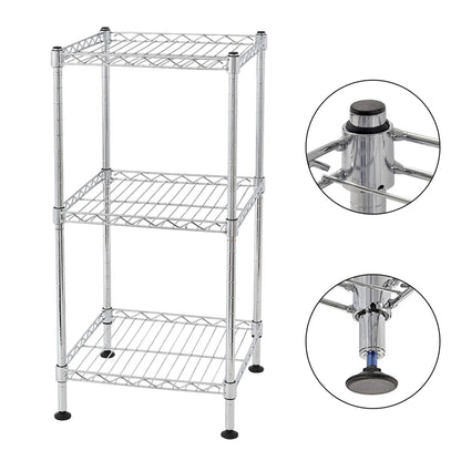3Tier Wire Shelving Rack Metal Storage Shelf Unit for Laundry Bathroom Kitchen Pantry Closet